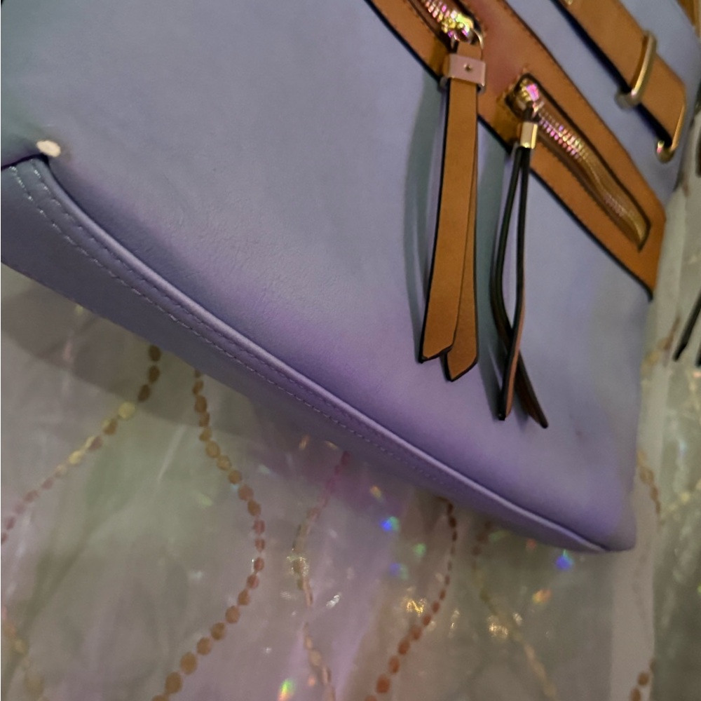 Simple Noelle Stylish Blue and Tan Women's Bag - Picture 2 of 6